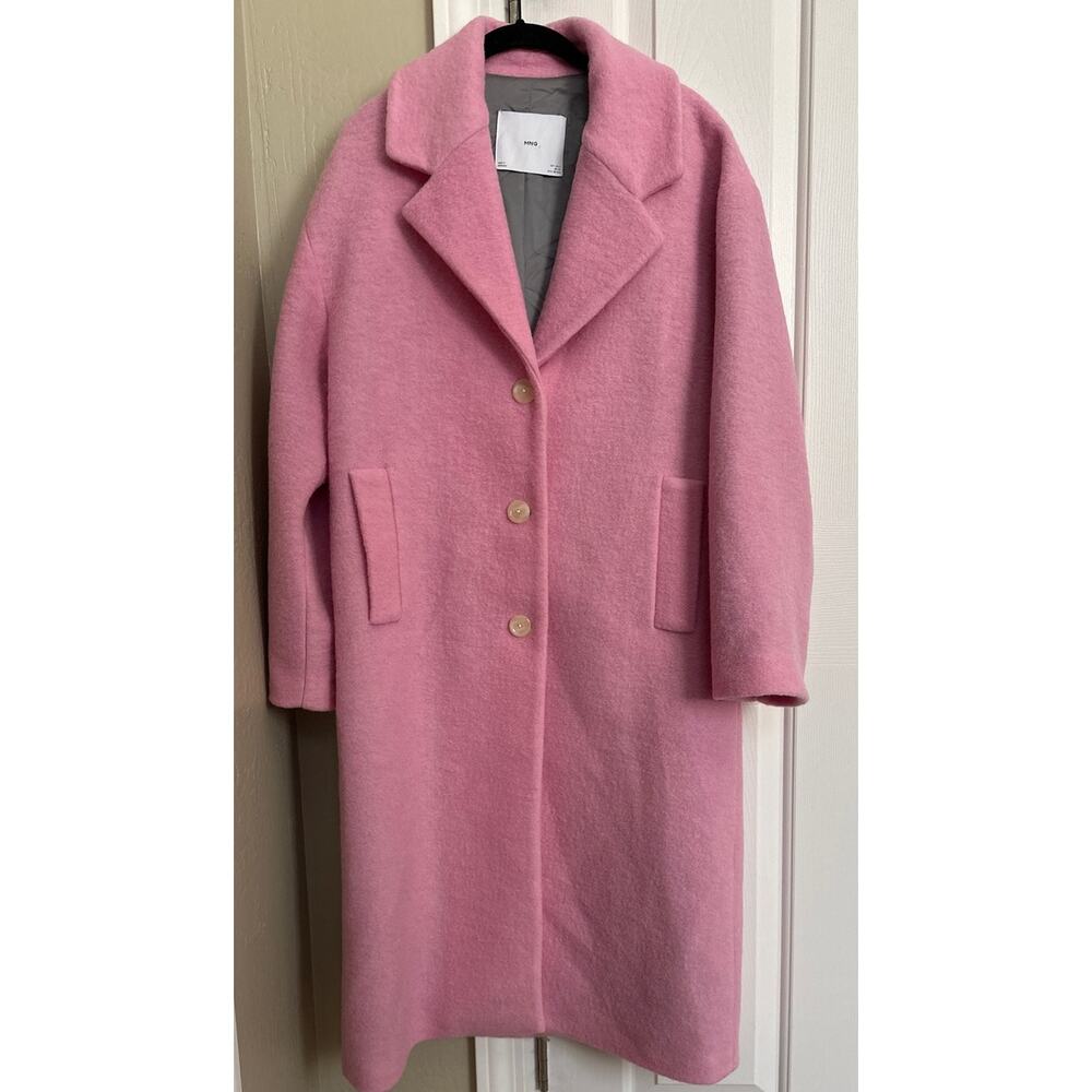Mango Pink Wool-Blend Long Coat